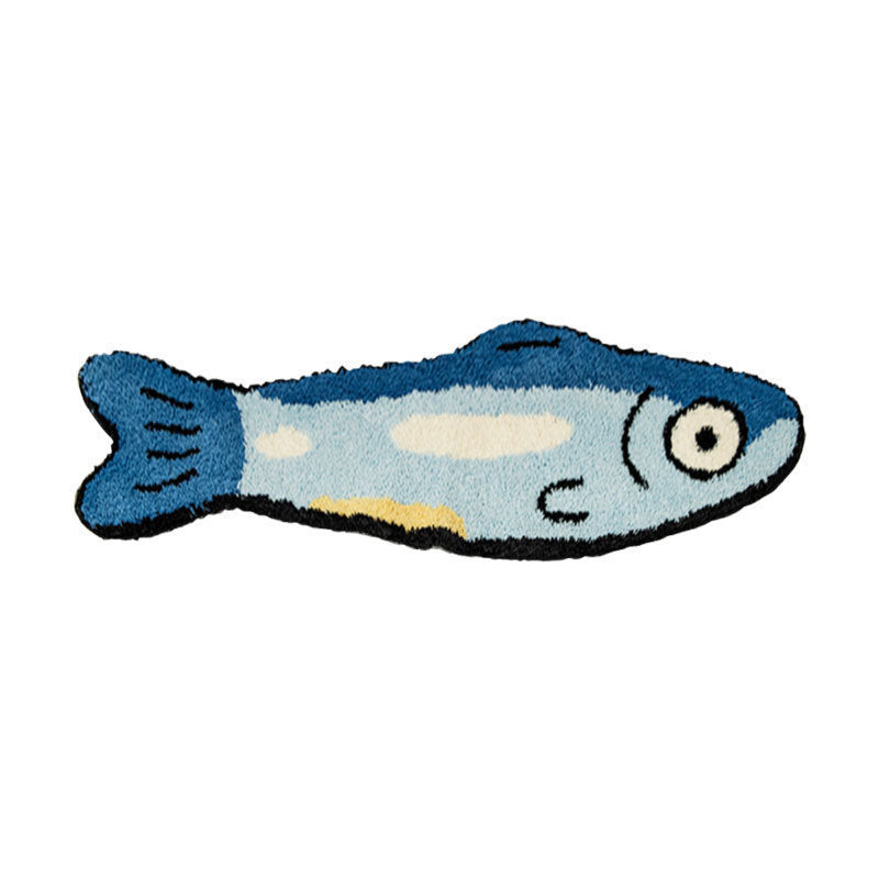 Playful Fish-Shaped Tufted Chenille Accent Mat