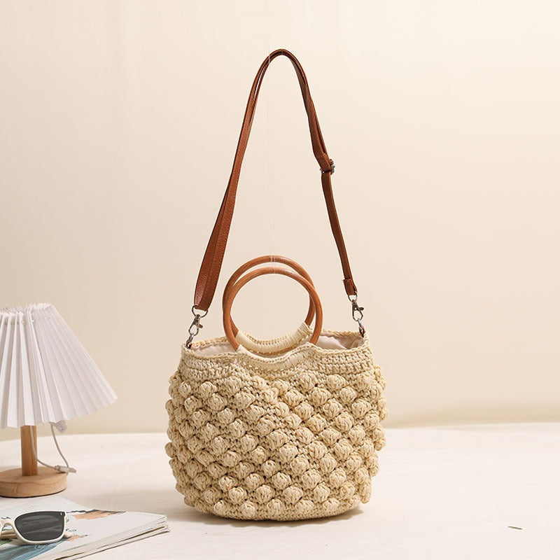 Handcrafted macrame bag with wooden handles Stornfield