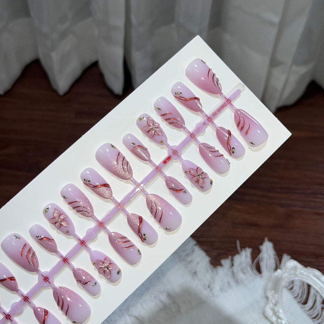 Decorative Floral Press-On Nail Art