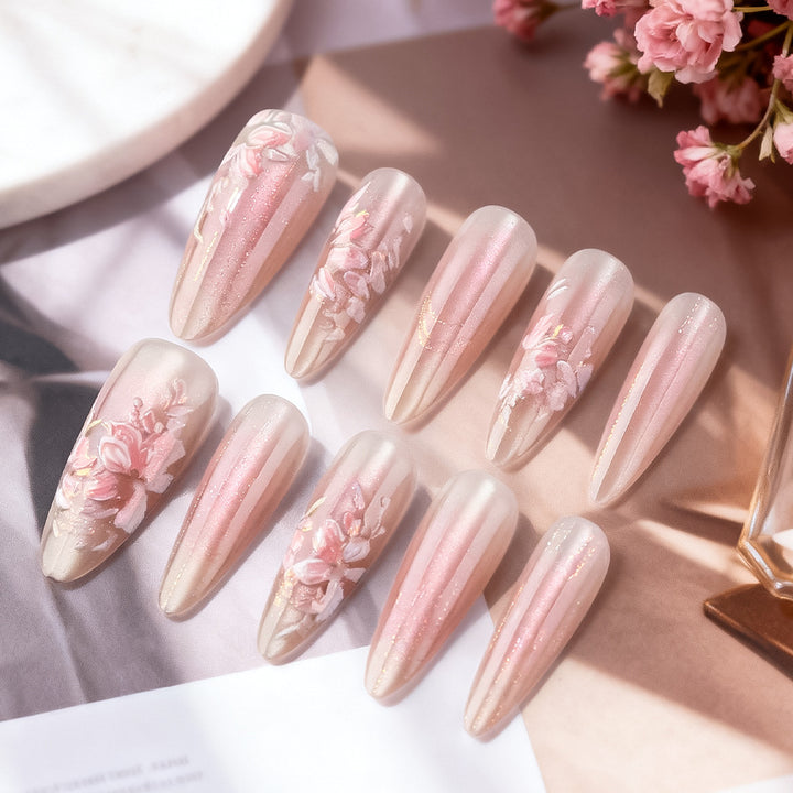 Elegant Floral-Styled Press-On Nails Stornfield