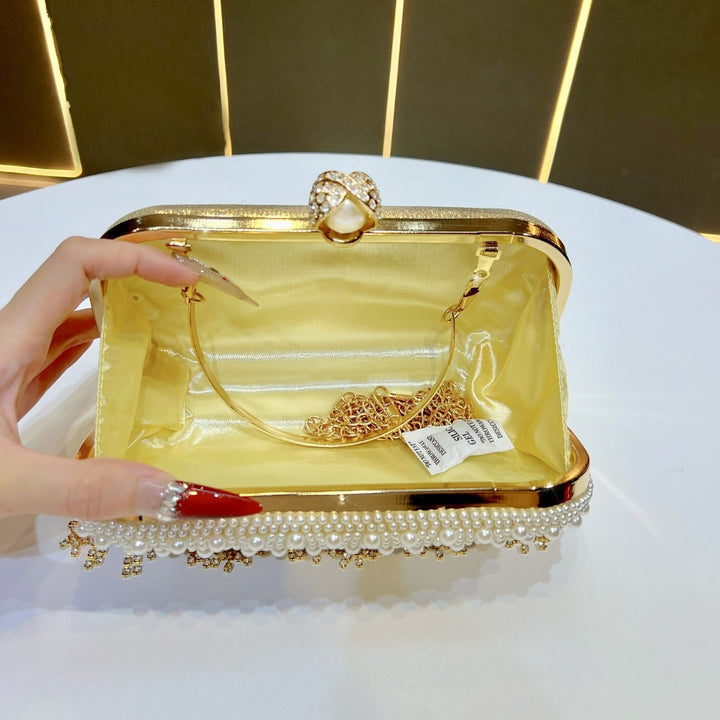 Elegant Pearl and Crystal Evening Handbag