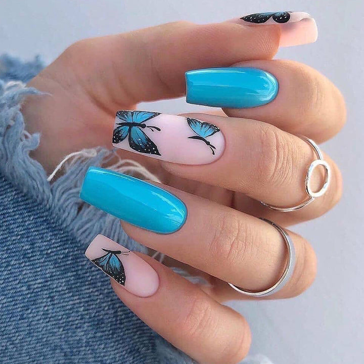 Artful Nail Extensions with Butterfly Motif Stornfield