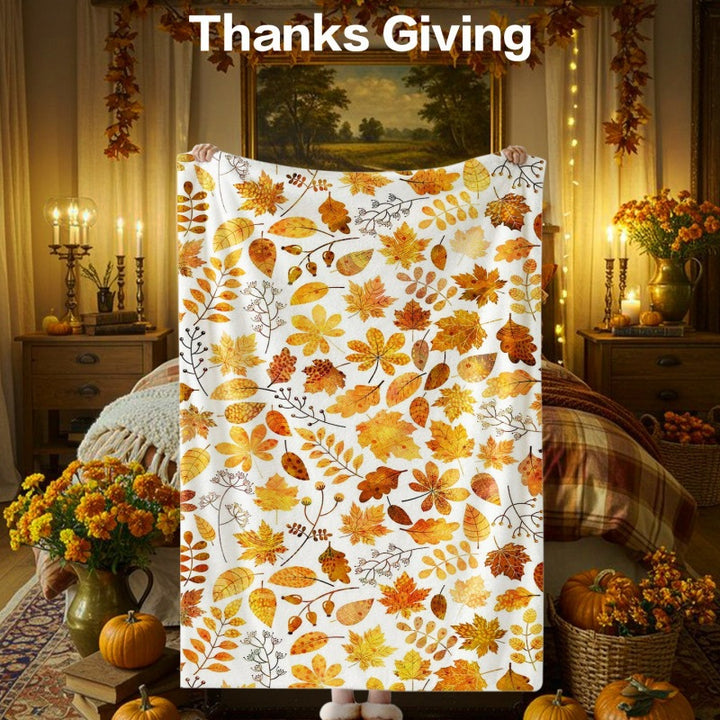 Thanksgiving-Themed Cozy Fleece Blanket
