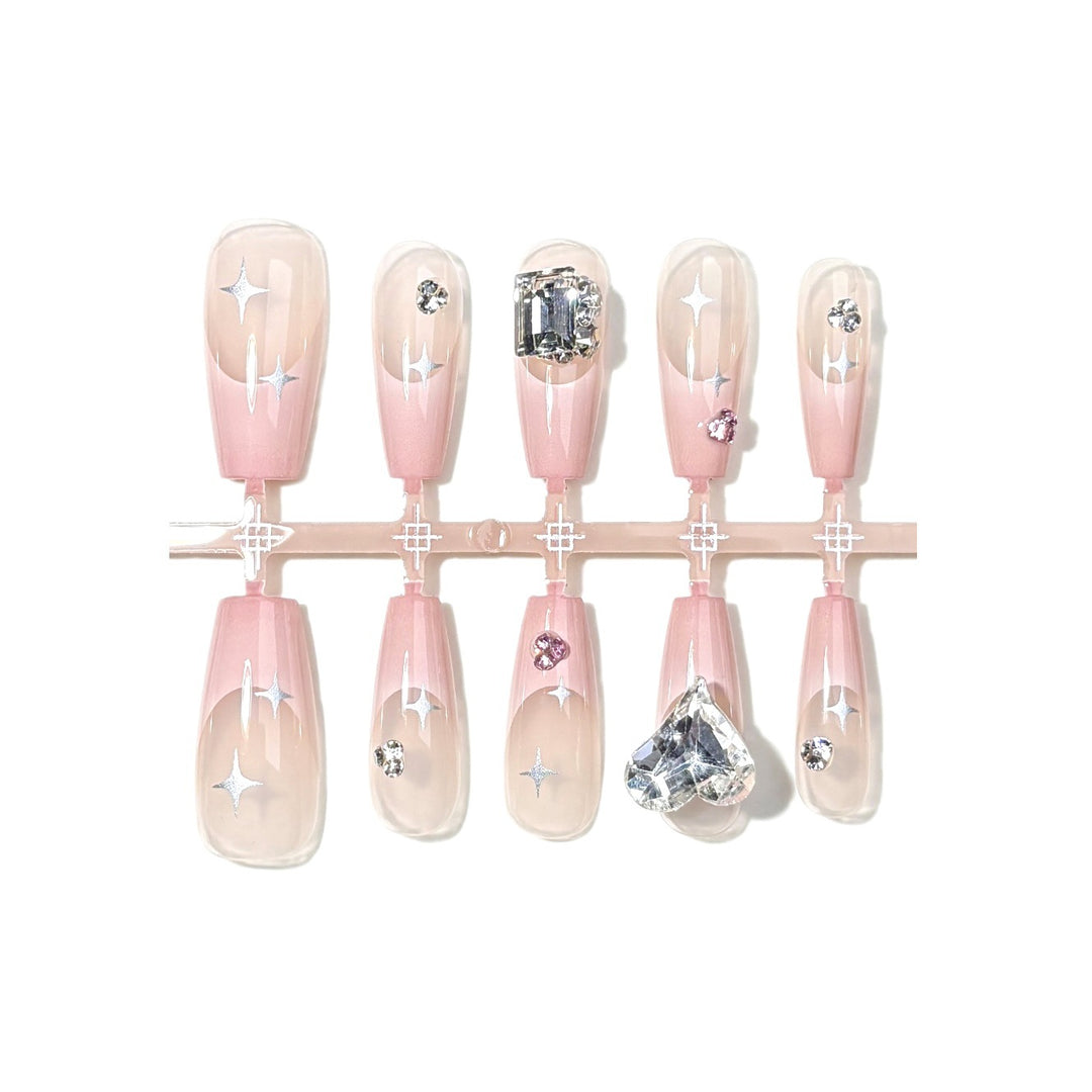 Glamorous Star-Embellished Press-On Nail Set