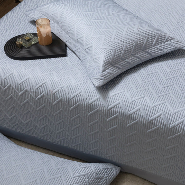 Quilted Chevron Bedspread Set with Reversible Coverlet and Pillow Shams