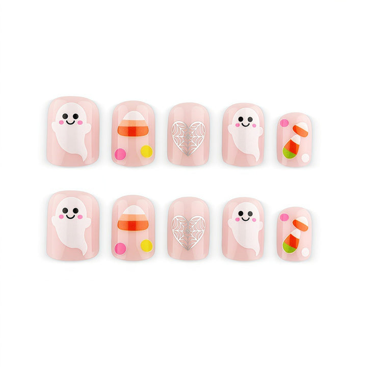 Halloween Artificial Nails with Ghost and Candy Designs Stornfield