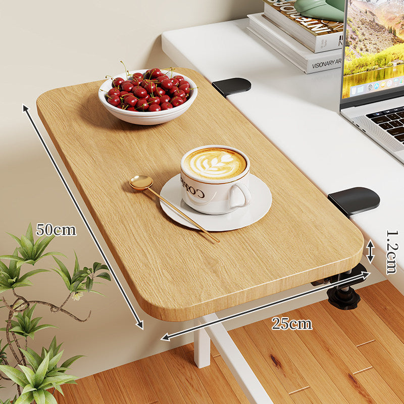Clamp-On Expandable Desk Side Table Shelf with Wide Smooth Surface and Slim Adjustable Clamp