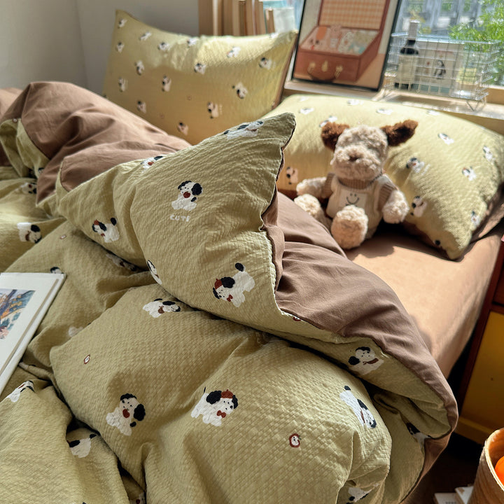 Playful Cartoon Dog Themed Bedding Set