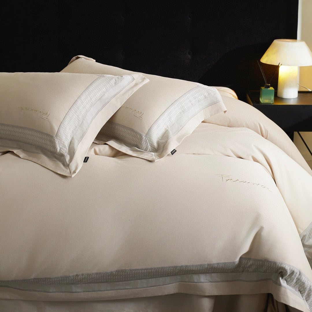 Luxury Embroidered Duvet Cover Set with Decorative Border