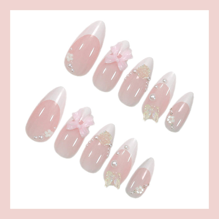 Nail set with elegant 3D flowers and trendy tips Stornfield
