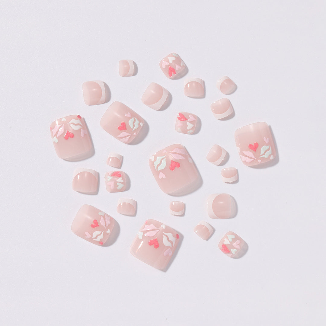 Nail art set with romantic heart and floral designs Stornfield