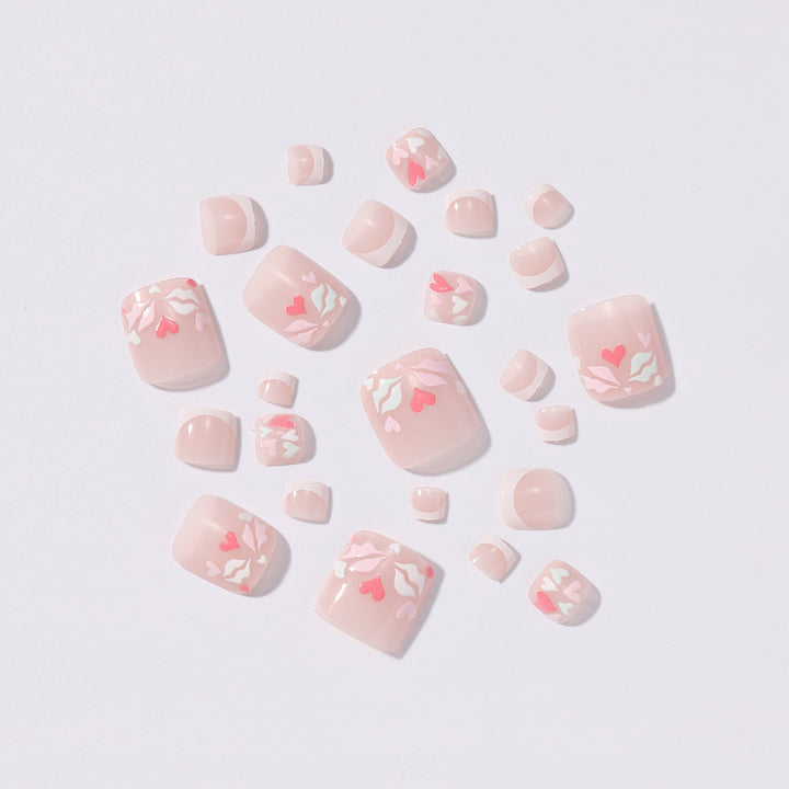 Nail art set with romantic heart and floral designs Stornfield