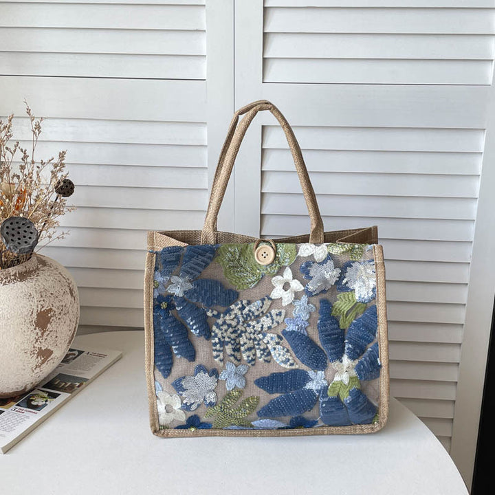 Embroidered Sequined Tote Bag