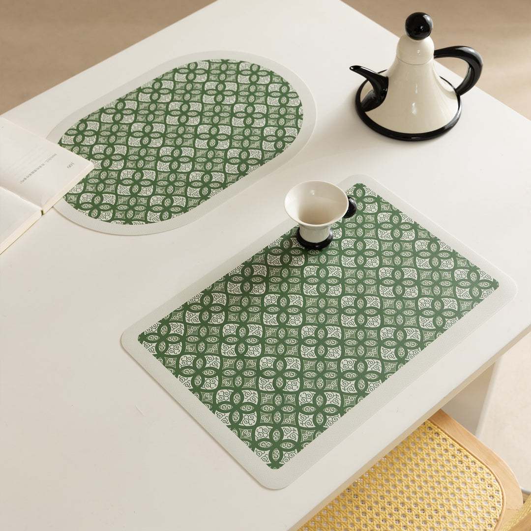 Wipeable retro placemats made of artificial leather with geometric pattern Stornfield