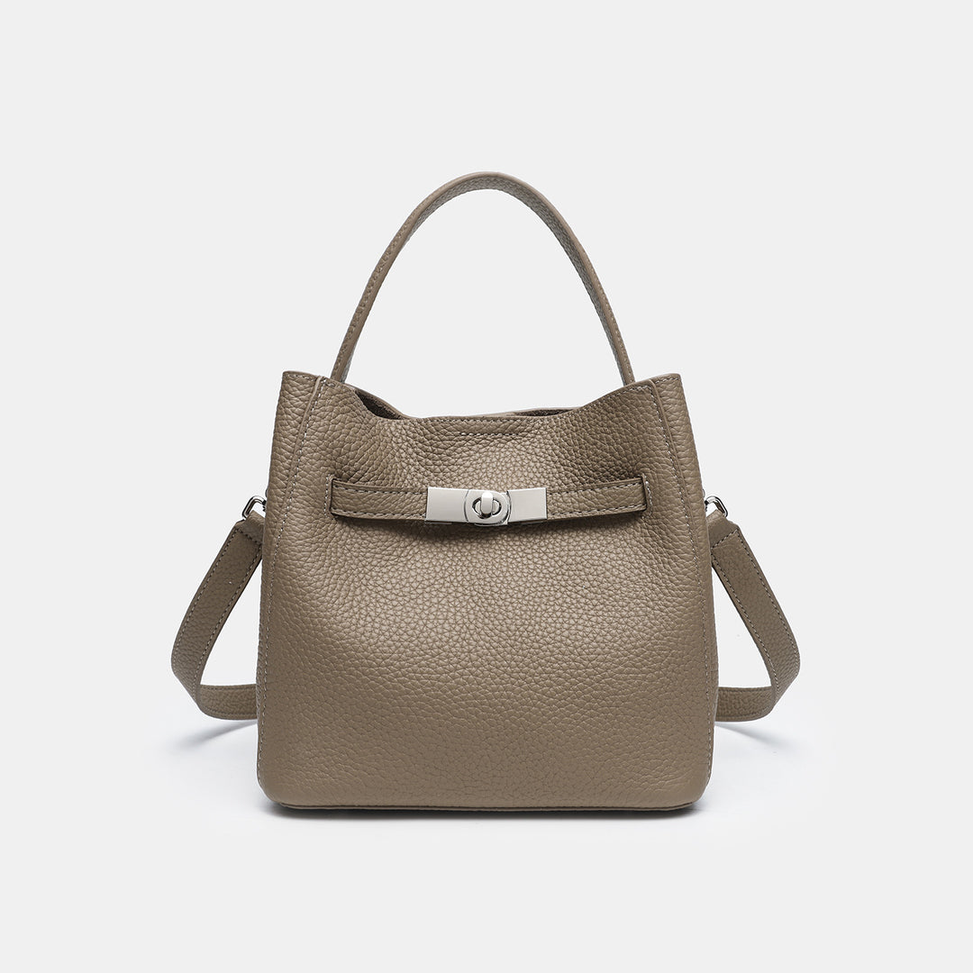Textured Leather Handheld Tote Bag