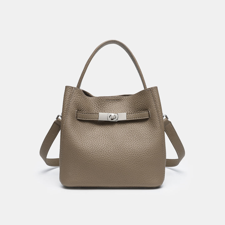 Textured Leather Handheld Tote Bag