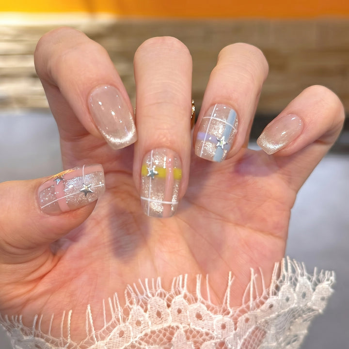 Decorative Star Pattern Press-On Nails Stornfield