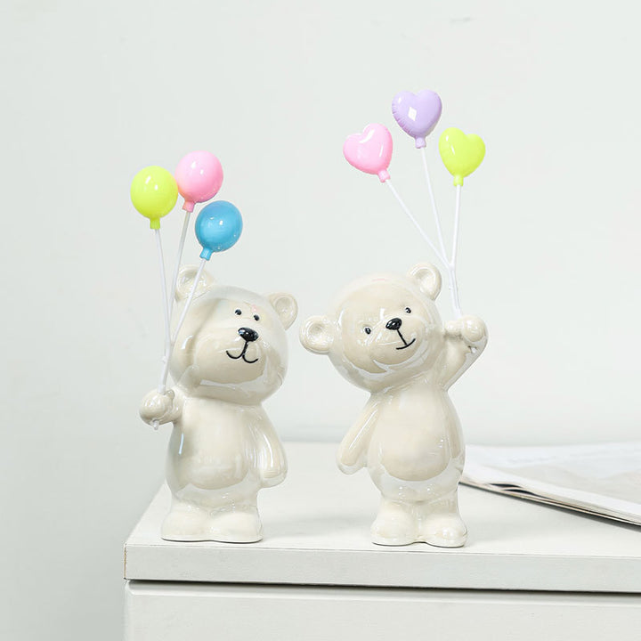 Cute ceramic bear figurine with balloons Stornfield