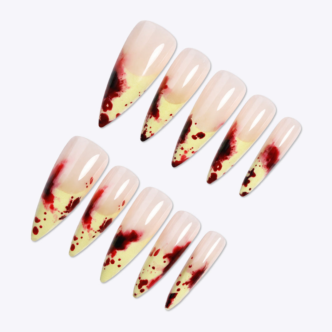 Artistic Stiletto Press-On Nail Set with Dripping Design Stornfield