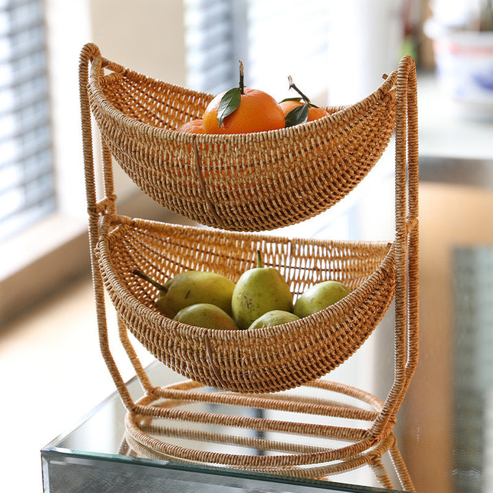 Women Two-Tier Rattan Basket Stornfield