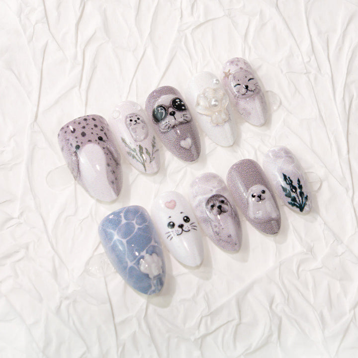 Whimsical Ocean-Themed Press-On Nails