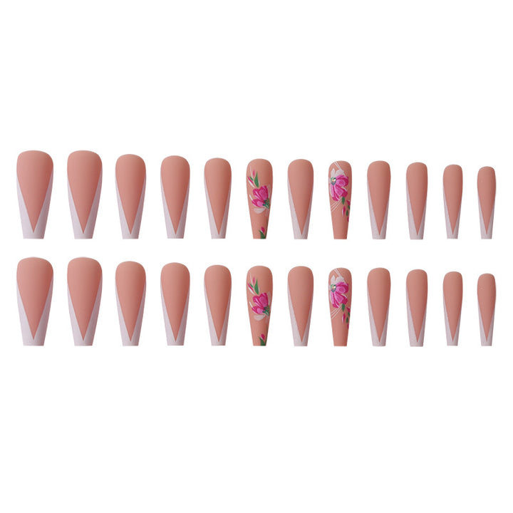 Floral Art Long Stiletto Press-On Nails Stornfield