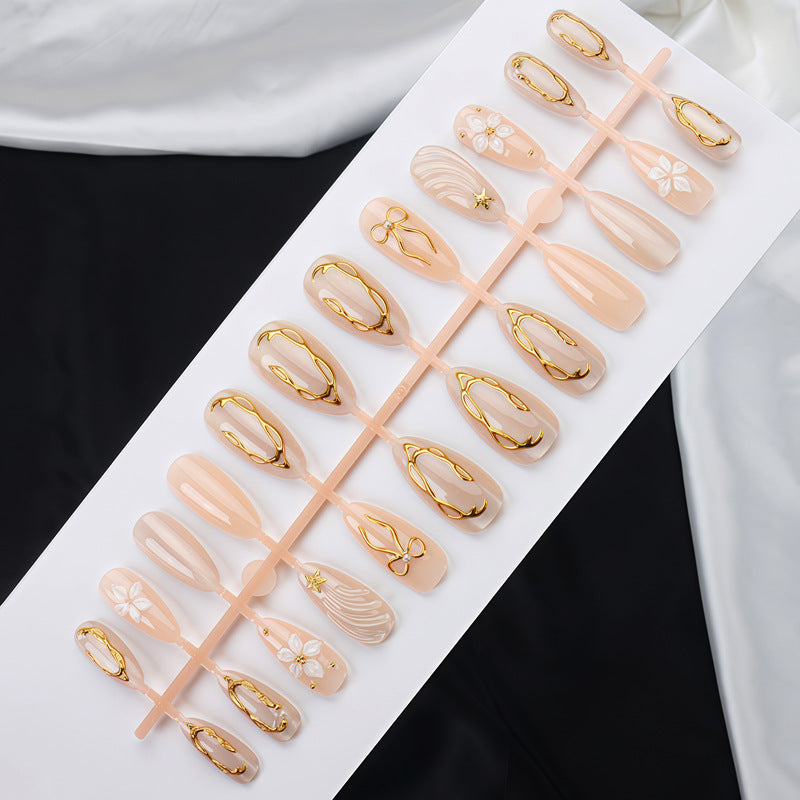 Artistic Press-On Nail Art Set with Decorative Embellishments Stornfield