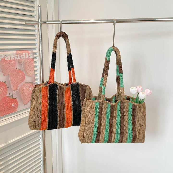 Braided tote bag with modern stripe pattern Stornfield