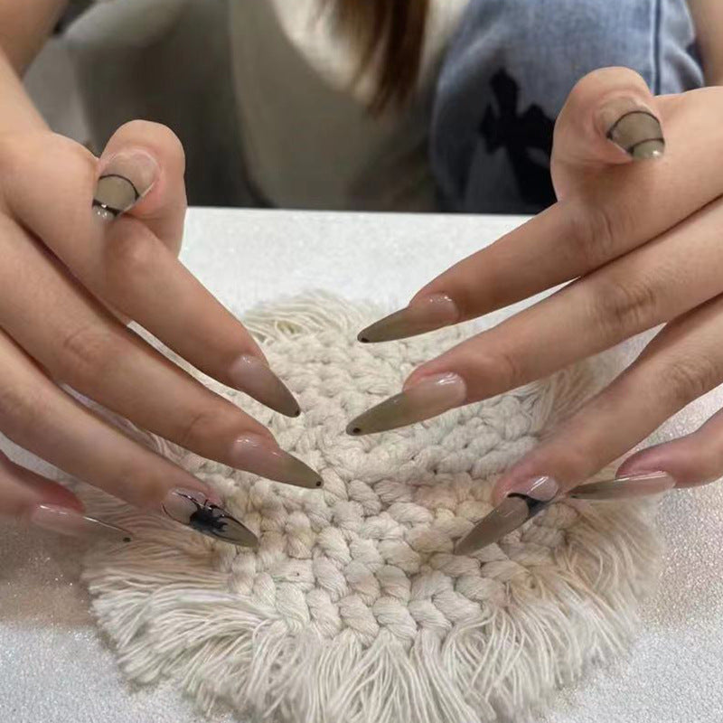 Artistic Stiletto Press-On Nail Set with Intricate Spider Design Stornfield