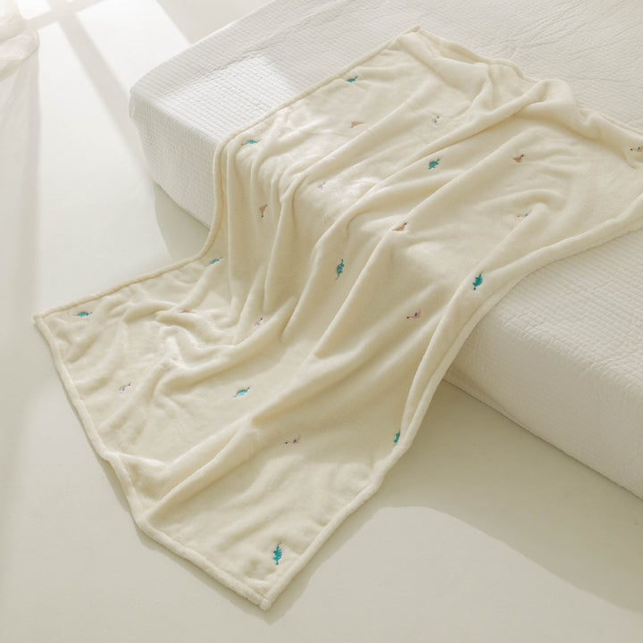 Soft Floral Embroidered Throw Blanket