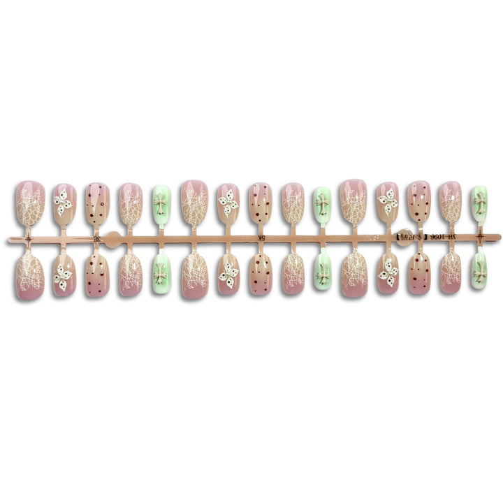 Floral Lace Design Press-On Nail Set