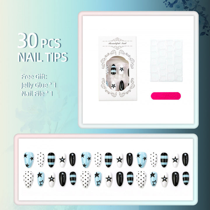 Decorative Star and Polka Dot Press-On Nails