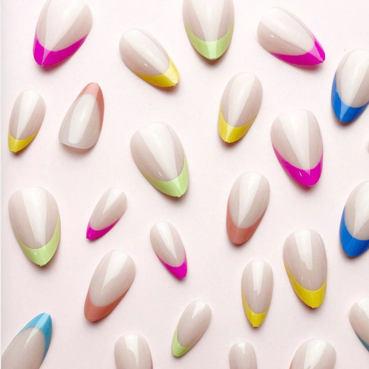 Artificial nail set with colorful French design Stornfield