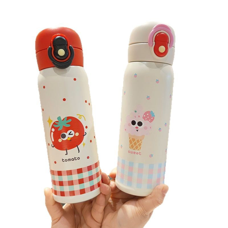 Women's playful stainless steel drinking bottle with integrated safety closure Stornfield