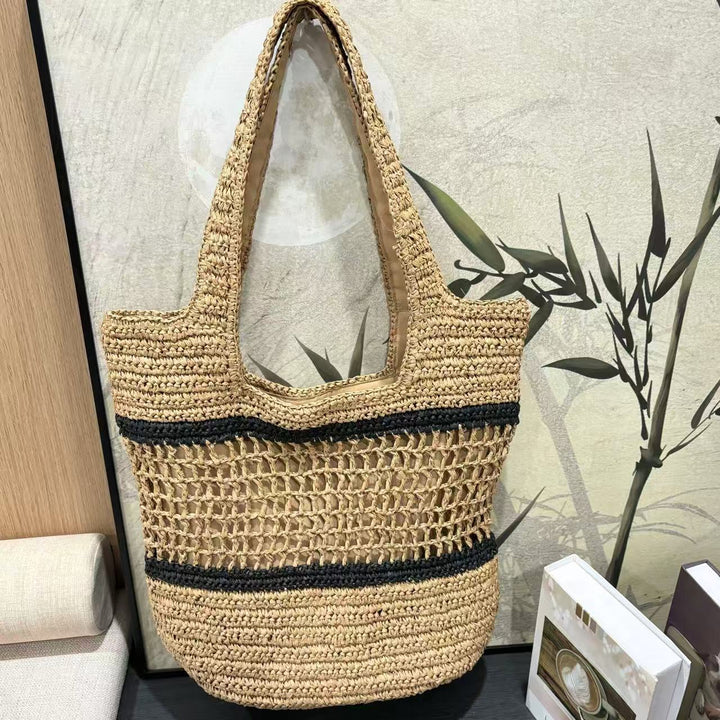 Handwoven tote bag with modern grid pattern Stornfield