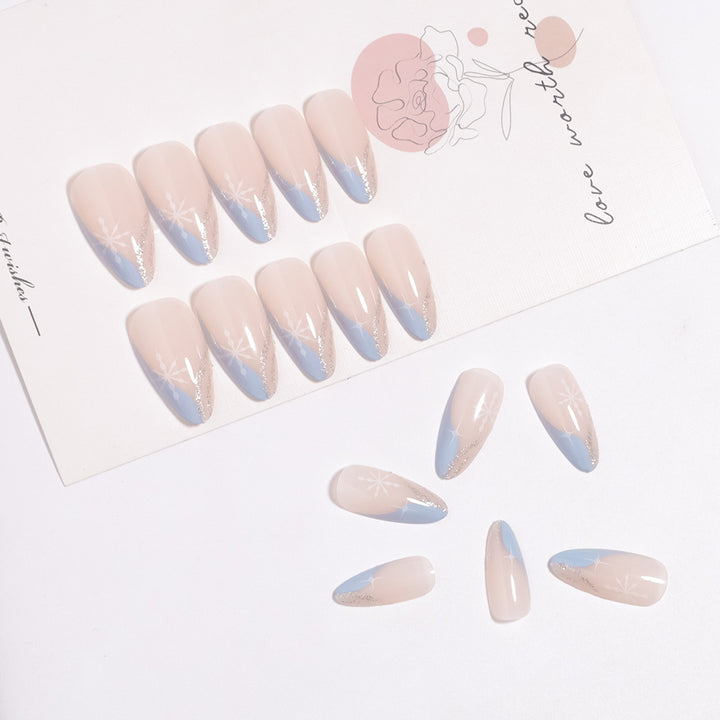 Artistic Press-On Nail Design with Elegant Floral Accents Stornfield
