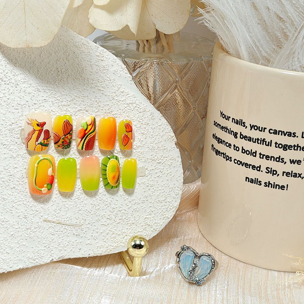 Artificial Nails in Fruity Autumn Design Stornfield