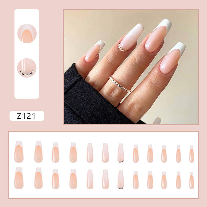 Elegant artificial nail set with high gloss and French tip colors Stornfield