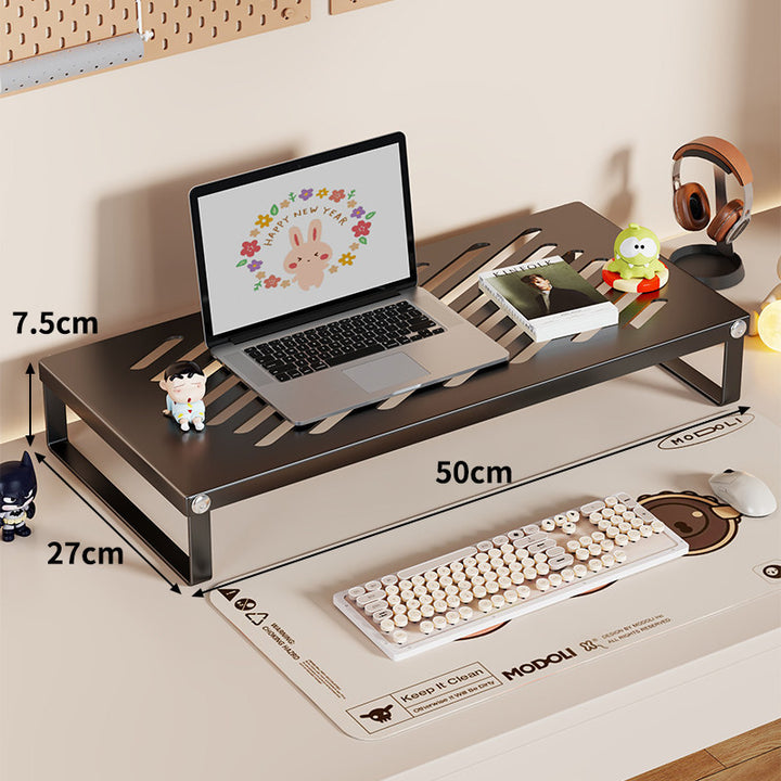Slim Ventilated Steel Laptop and Monitor Riser with Wide Shelf and Cable Slots