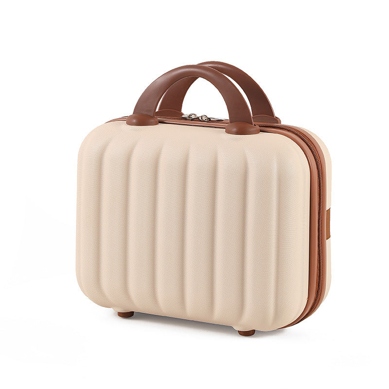 compact hardshell vanity travel case with molded ribbed exterior cushioned organizer panels and dual-lock zipper Stornfield