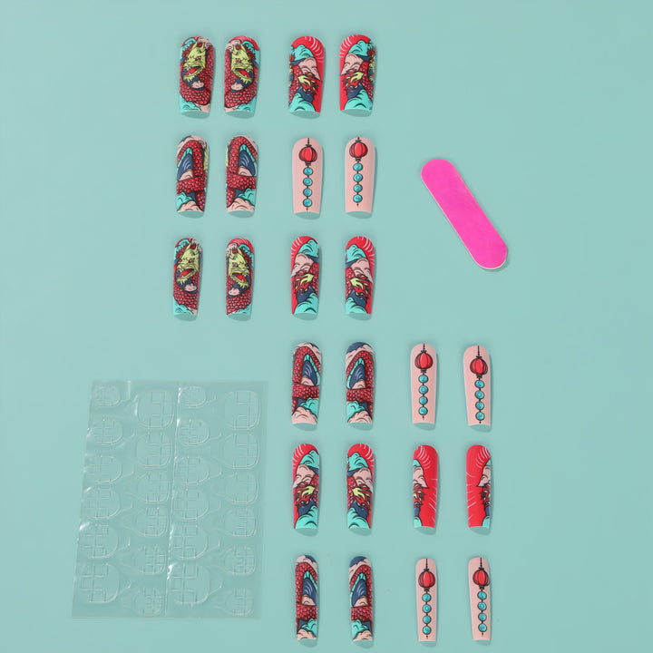 Creative artificial nails in Asian dragon design Stornfield