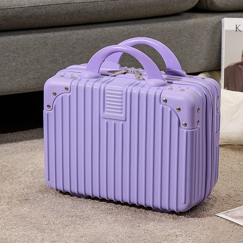 compact hard-shell travel vanity cosmetic and tech organizer with ribbed shell reinforced corners removable padded insert Stornfield