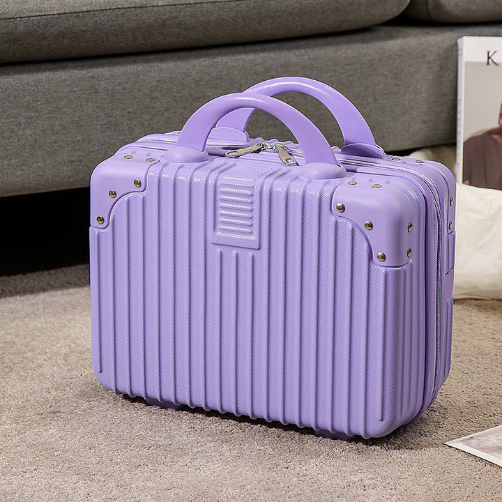 compact hard-shell travel vanity cosmetic and tech organizer with ribbed shell reinforced corners removable padded insert Stornfield