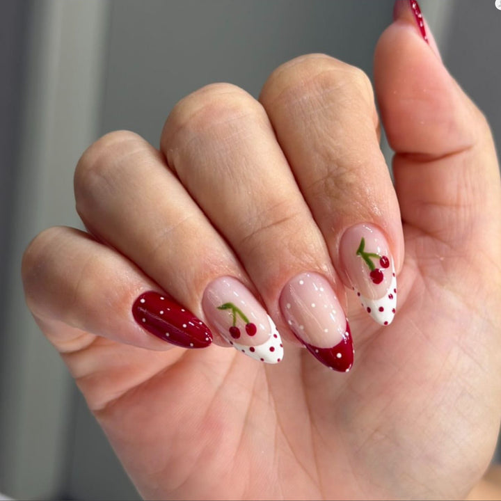 Artful Nail Extensions with Fruity Cherry Design Stornfield