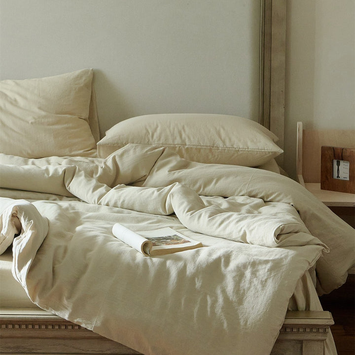 Breathable bedding set made of organic cotton with stonewash look