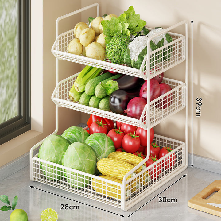 Multi-Tier Wire Mesh Kitchen Pantry Storage Organizer Rack