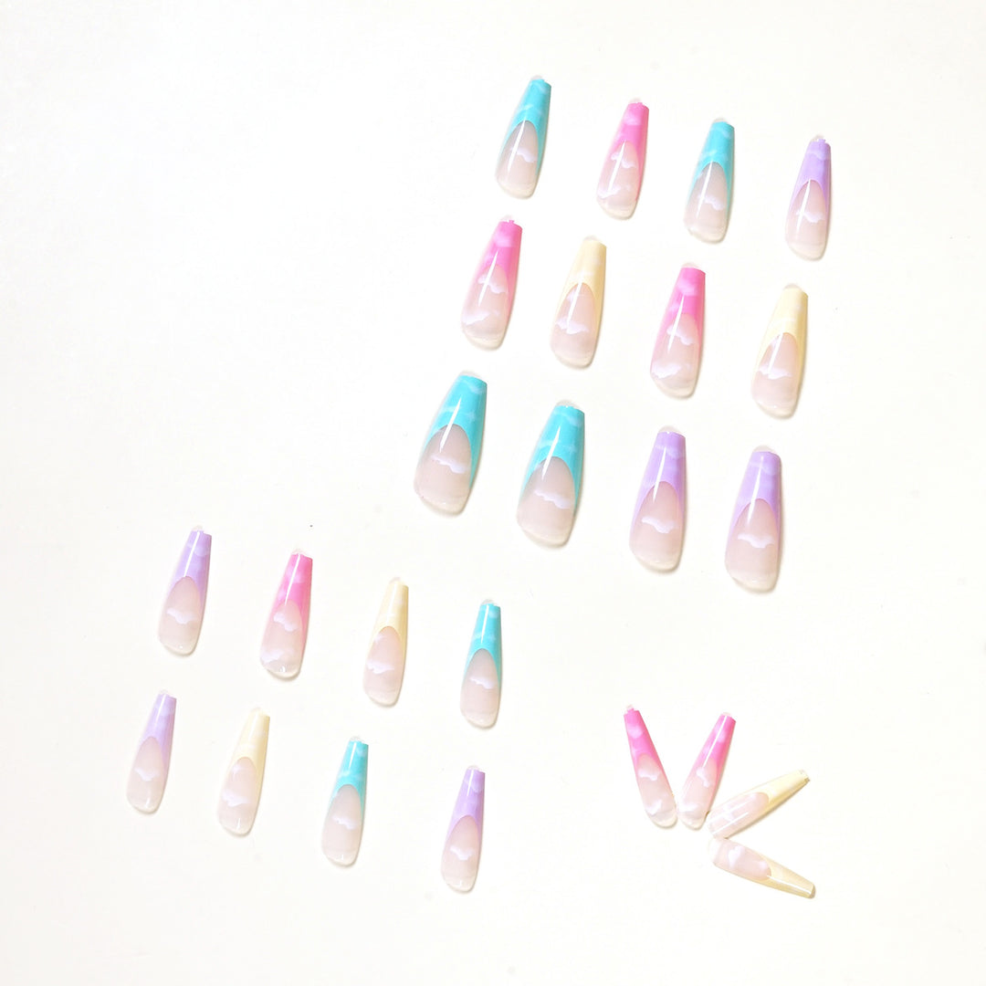 Artistic Acrylic Nails with Cloud Design Stornfield