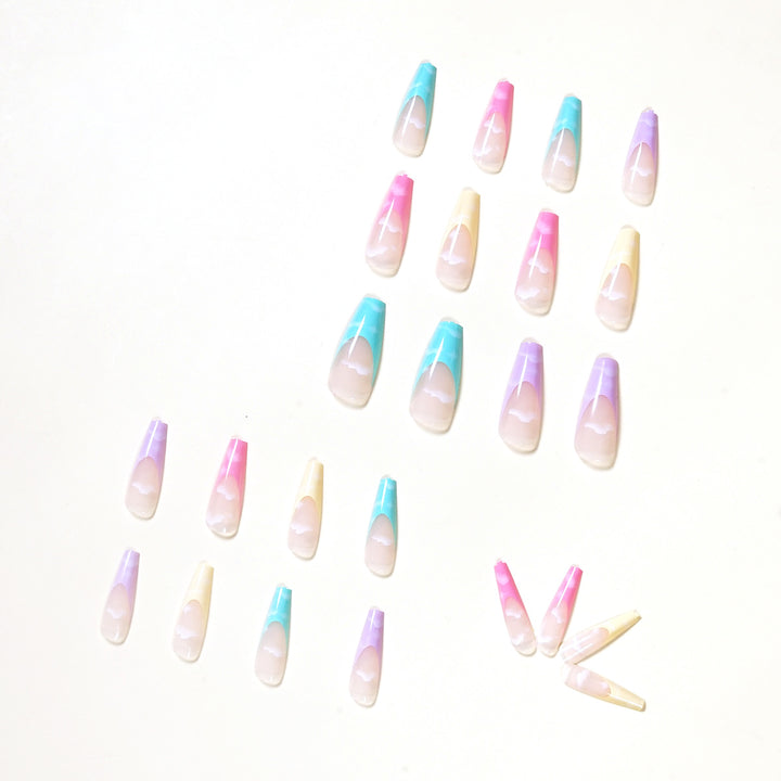 Artistic Acrylic Nails with Cloud Design Stornfield