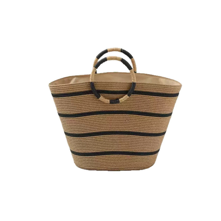Generous straw shopper with stylish ring handle Stornfield