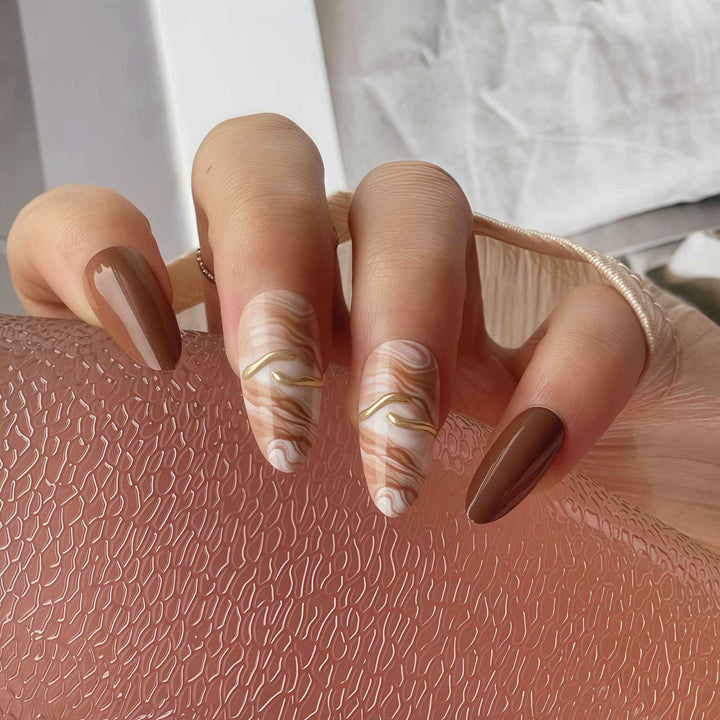 Artistic Marble Design Press-On Nail Set Stornfield